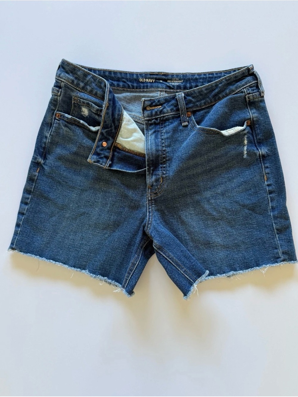 Old Navy OG Straight Blue Raw-Hem Denim Shorts
